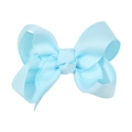 Sky blue 3-inch handmade grosgrain ribbon hair bow for kids with ribbed texture - Light Blue (#8)