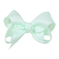 Handmade 3 inch mint green grosgrain ribbon bow hair clip for girls with ribbed texture - Mint Green (#9)