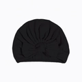 Solid black newborn turban hat with soft pleated knot for infants and toddlers - Black (#5)