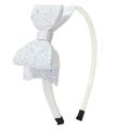 Rainbow glitter bow headband for girls with white sequins and sparkling finish - White Shimmer Sequin Bow Style (#16)