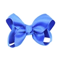 Royal blue grosgrain ribbon hair bow clip for children with classic four-leaf structure - Royal Blue (#15)