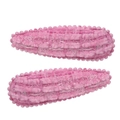 Pair of plush pink purple chenille water drop BB hair clips with beaded edges for girls - Deep Pink