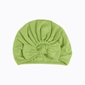 Soft light green baby turban hat with a large pleated bow and knotted design - Light Green (#7)