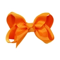 3 inch bright orange grosgrain ribbon bow hair clip with textured ribbed fabric - Orange (#17)