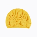 Soft yellow pleated baby turban hat with a large bow detail for autumn and winter - Yellow (#8)