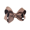 3-inch dark brown grosgrain ribbon hair bow clip with a symmetrical double-layered knot - Dark Brown (#19)