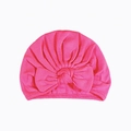 Soft rose pink baby turban hat with a large decorative front knot for warmth - Rose Red (#9)