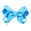 Sky blue 3-inch grosgrain ribbon hair bow with pointed wings for girls and children - Light Blue (#20)