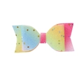 Rainbow glitter bow hair clip with golden star sequins for girls daily hair styling - Gradient Five-pointed Star Style (#2)