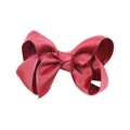 3-inch wine red grosgrain ribbon hair bow clip with handmade textured knot design - Wine Red (#32)