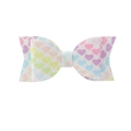 Glitter hair bow for kids with colorful rainbow heart sequins on white background - Rainbow Gradient Heart Style (#5)