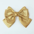 Barrette à cheveux triple nœud en satin doré champagne avec texture en soie polie - Or champagne