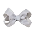 Handmade 3-inch silver gray grosgrain ribbon hair bow clip for kids and girls - Silver Gray (#34)