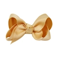 Champagne gold grosgrain ribbon bow hair clip with textured ribbed fabric finish - Light Coffee (826)