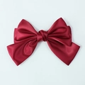 Barrette à cheveux élégante en satin bordeaux avec nœud triple épaisseur poli - Bordeaux