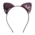 Diadema de orejas de gato marrón con lentejuelas para niñas con un diseño minimalista - café