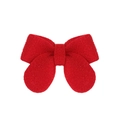 Classic red felt handmade bow hair clip accessory for kids with textured finish - Red