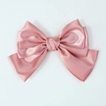 Pale pink triple-layer satin bow hair clip with polished silk texture for women - Light Pink