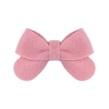 Cute pink handmade felt bow hair clip for girls featuring a soft textured finish - Pink
