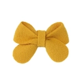 Handmade mustard yellow fabric bow hair clip for girls with a soft textured finish - Yellow