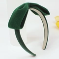 Serre-tête élégant en velours vert foncé avec un grand nœud de style vintage français - Vert