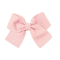 Pink fabric bow hair clip with premium textured waffle pattern for girls - Pink