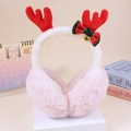 Paraorecchie natalizi in peluche rosa con corna di renna rosse e campanellini - Stile corna di renna rosa / Rosa