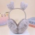 Paraorecchie grigi di peluche con decorazione a cuore in morbida pelliccia ecologica invernale - Stile Cappello Grigio Con Cuore / Grigio