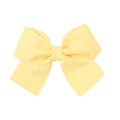 Soft pale yellow checkered texture fabric hair clip in a double bow design - Light Yellow