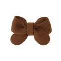 Handmade caramel brown bow hair clip for girls in soft felt fabric and retro style - Brown