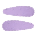 Pair of purple fabric snap hair clips with dotted texture and wavy scalloped edges - Purple Dotted Scalloped Edge Style (#18)