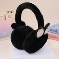 Paraorecchie in peluche nera con orecchie di coniglio in paillettes per l'inverno - Stile Orecchie di Coniglio con Paillettes Nere / Nero