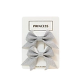 Pair of sparkling silver glitter bow hair clips for girls on white display card - Silver Style (#5)