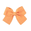Barrette nœud papillon en tissu orange doux avec texture en coton et lin double couche - Orange