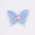Blue gradient butterfly hair clip with lace floral embroidery and pink pom pom accessory - Blue Lace Butterfly Only (Without Clip)