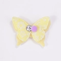Yellow fabric butterfly hair clip with white floral texture and purple pompom detail - Yellow Printed Butterfly Only (Without Clip)