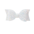 Sparkling white glitter sequin double layer swallowtail hair bow clip for girls - White Iridescent Sequin Style (#19)