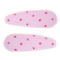 Set of two pink fabric teardrop BB clips with cute red heart pattern for girls - Pink Base Red Heart Print Style (#17)