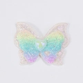 Glittery gradient butterfly hair clip with iridescent heart pearl and white wing details - Rainbow Gradient (#4 Without Clip)(FJ290)