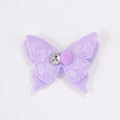 Purple butterfly hair clip with lace texture, center rhinestone, and small pompom detail - Purple Lace Butterfly Only (Without Clip)