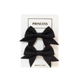 Set of two black glitter bow hair clips for girls on a white display card - Black Style (#11)