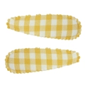 Pair of yellow and white checkered fabric BB hair clips with scalloped lace edge - Yellow and White Gingham Style (#21)