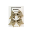 Sparkly gold sequin bow hair clips for girls set on a white princess card display - Gold Style (#12)