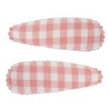 Pink and white gingham pattern fabric BB hair clips for girls in a set of two pieces - Pink and White Gingham Style (#22)