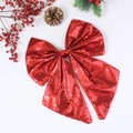 Large Christmas red sequin bow ornament for tree decoration and festive party supplies - Red