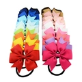 Set of 20 colors grosgrain ribbon hair bows with elastic ties for baby girls - Assorted 20 Colors