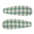 Set of two light green and cream checkered fabric drop hair clips with wavy edges - Green and White Gingham Style (#23)