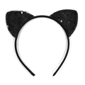 Sparkly black sequin cat ear headband for girls, stylish party and daily hair accessory - Black