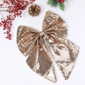 Sparkling champagne gold sequin bow ornament for Christmas tree and festive party decor - Nude