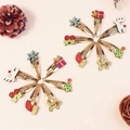 Goldene Weihnachts-Haarclips mit Glitzer-Rentier und Schneeflocken-Motiven - Zufällige Regenbogenfarbe